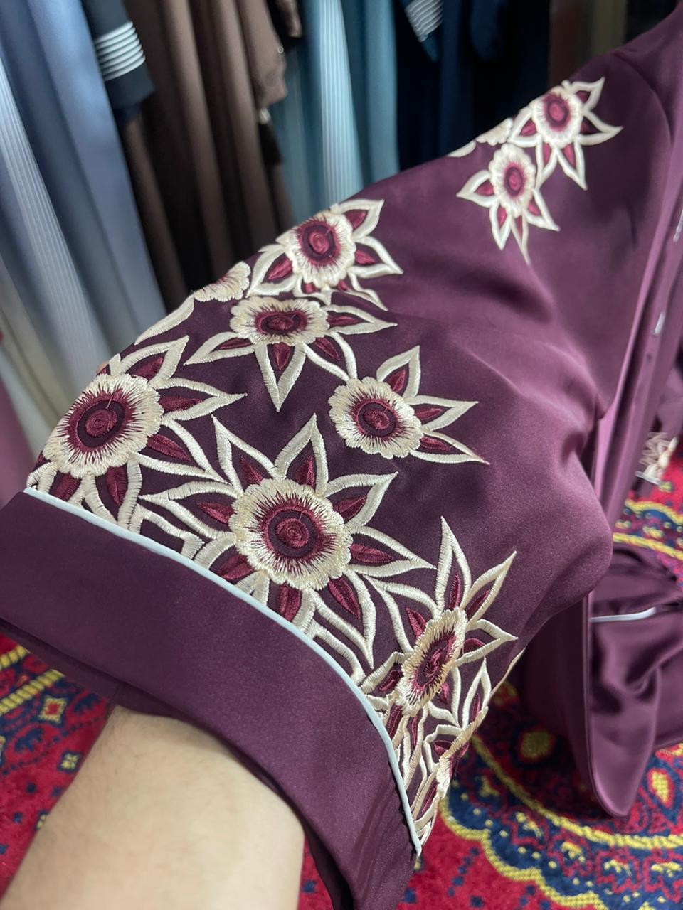 Floral Embroidered Sleeve Pleat