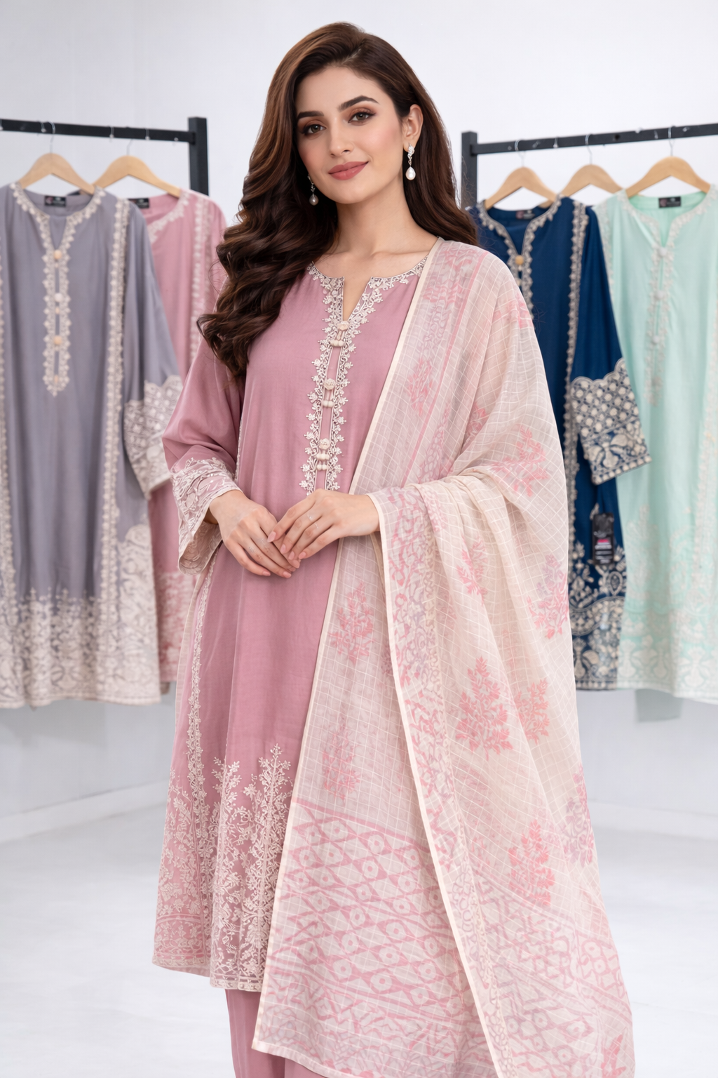 Embroidered Lawn Fabric