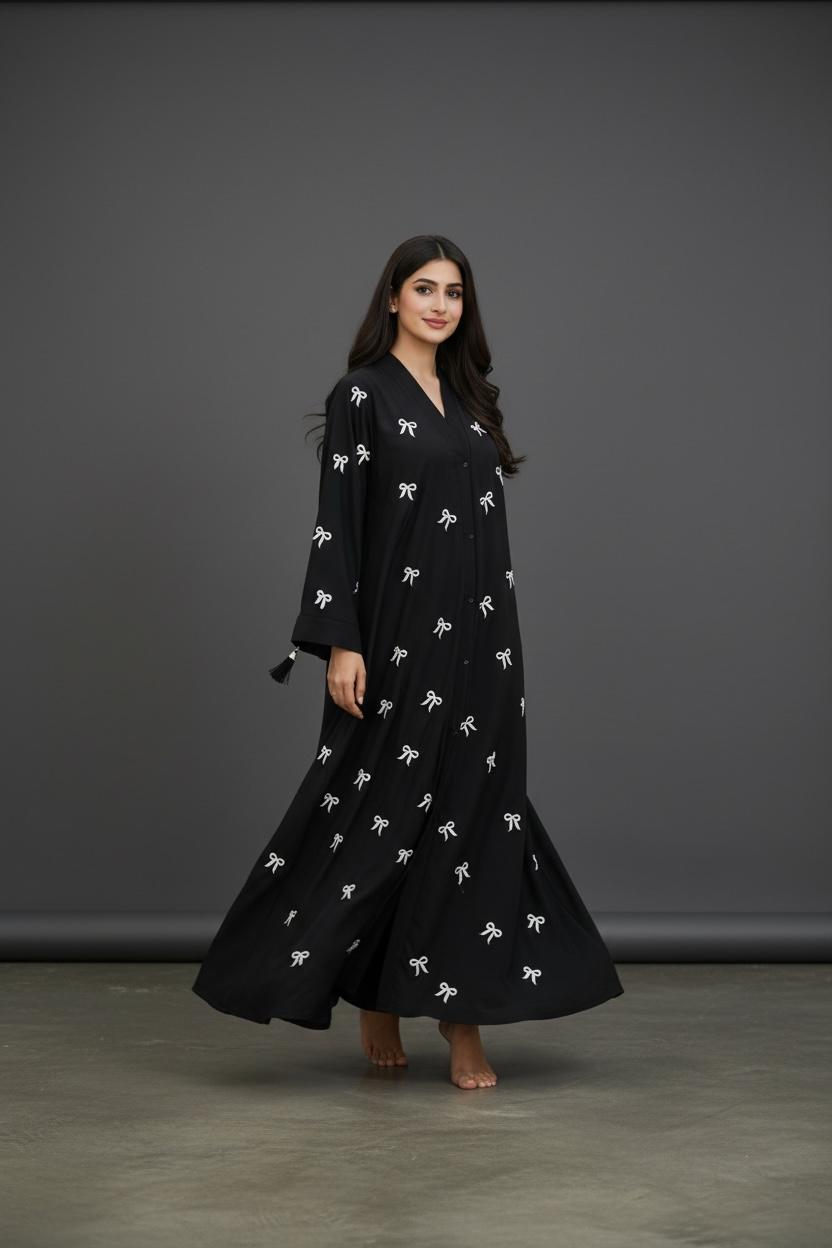 Bow Embroidered Abaya