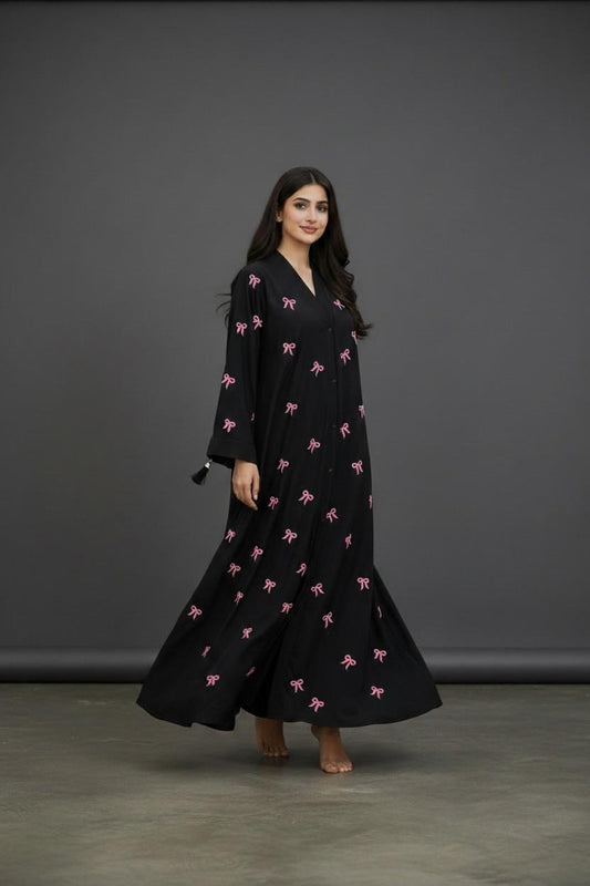 Bow Embroidered Abaya