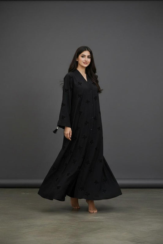 Bow Embroidered Abaya